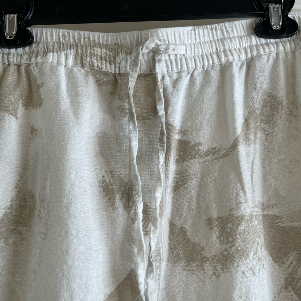 Beige and White Abstract Print Pants and
Matching Top